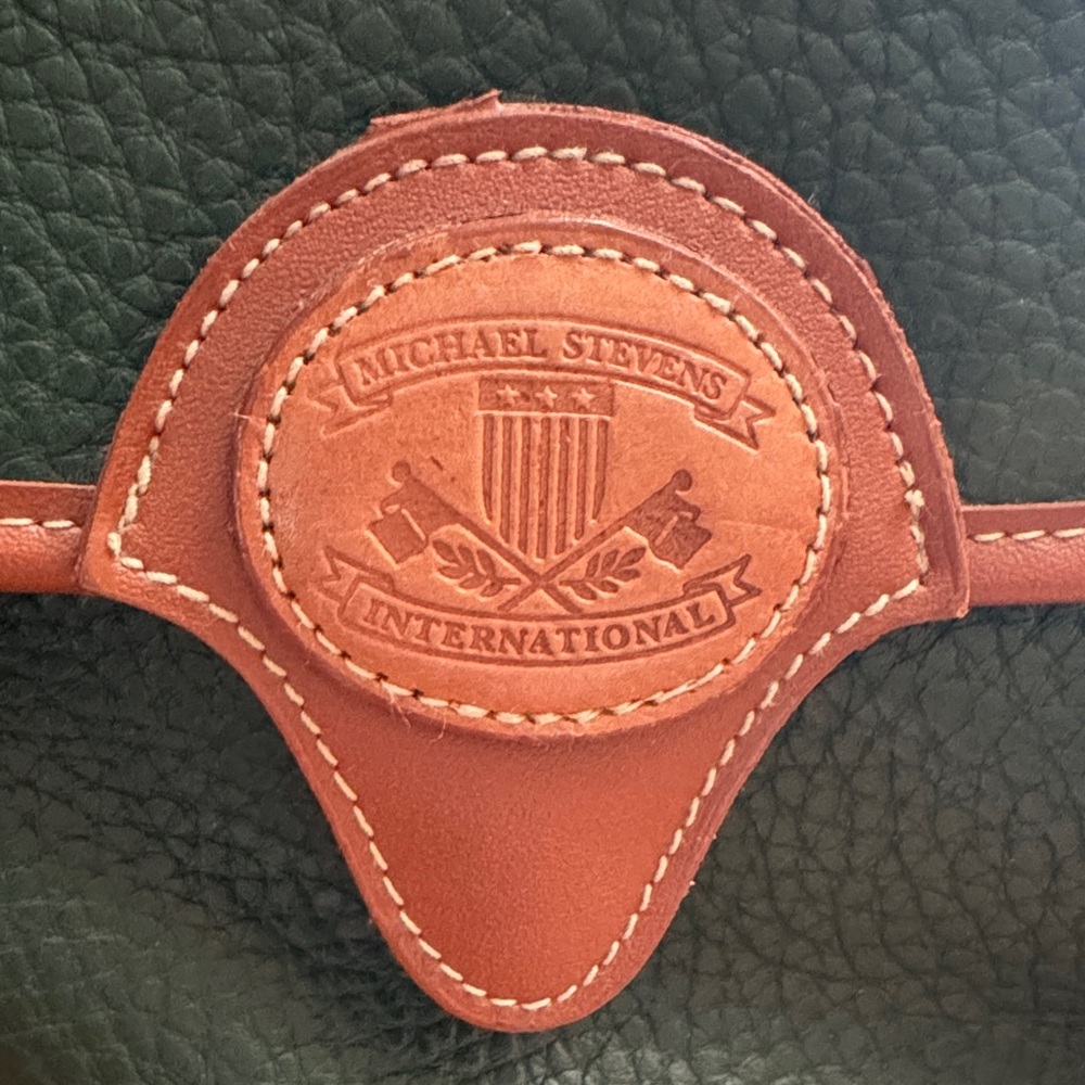 Green and Brown Leather Small Michael Stevens Leather Crossbody Bag - Picture 3 of 6